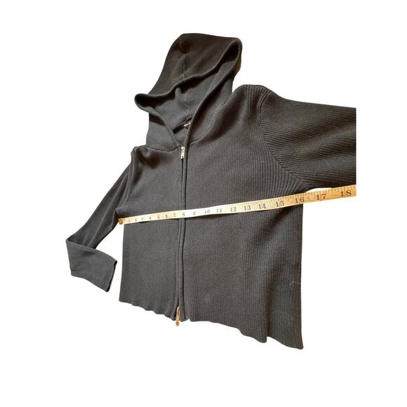 Brandy Melville Black Knit Cropped Zip Up Hoodie Women’s One Size - Picture 8 of 11